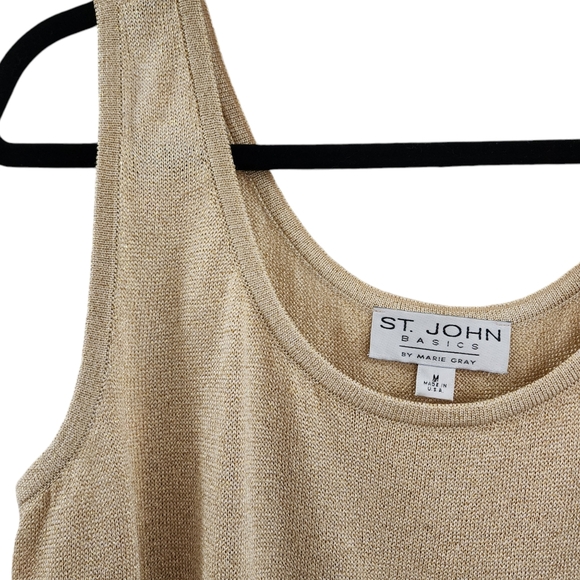 St John Basics Metallic Gold Knit Tank Top, Medium - Picture 3 of 6